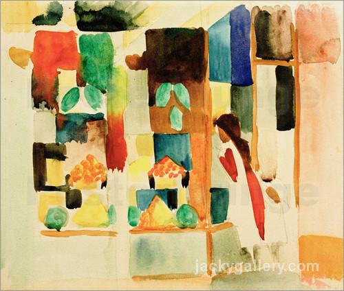 Children next to Grocers Shop I, August Macke painting - Click Image to Close